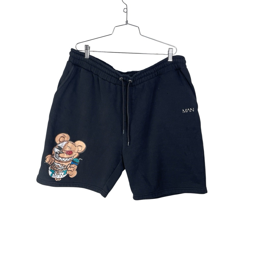 Boohoo‎ Man Evil Teddy Graphic Sweat Short Black Size 4XL